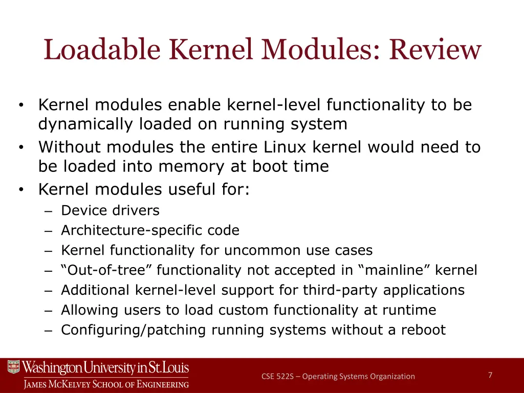 loadable kernel modules review