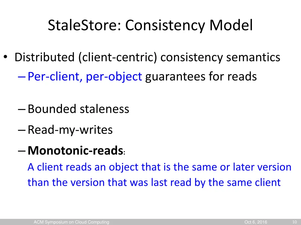 stalestore consistency model