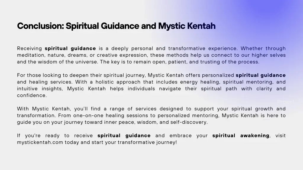 conclusion spiritual guidance and mystic kentah