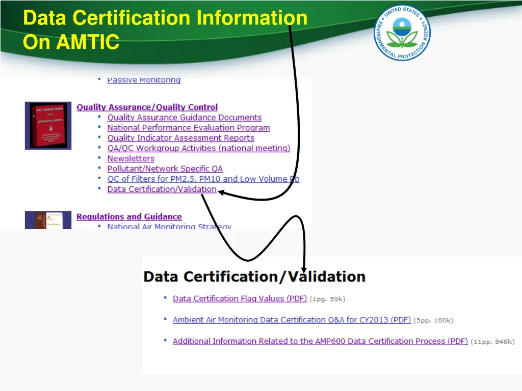 data certification information on amtic