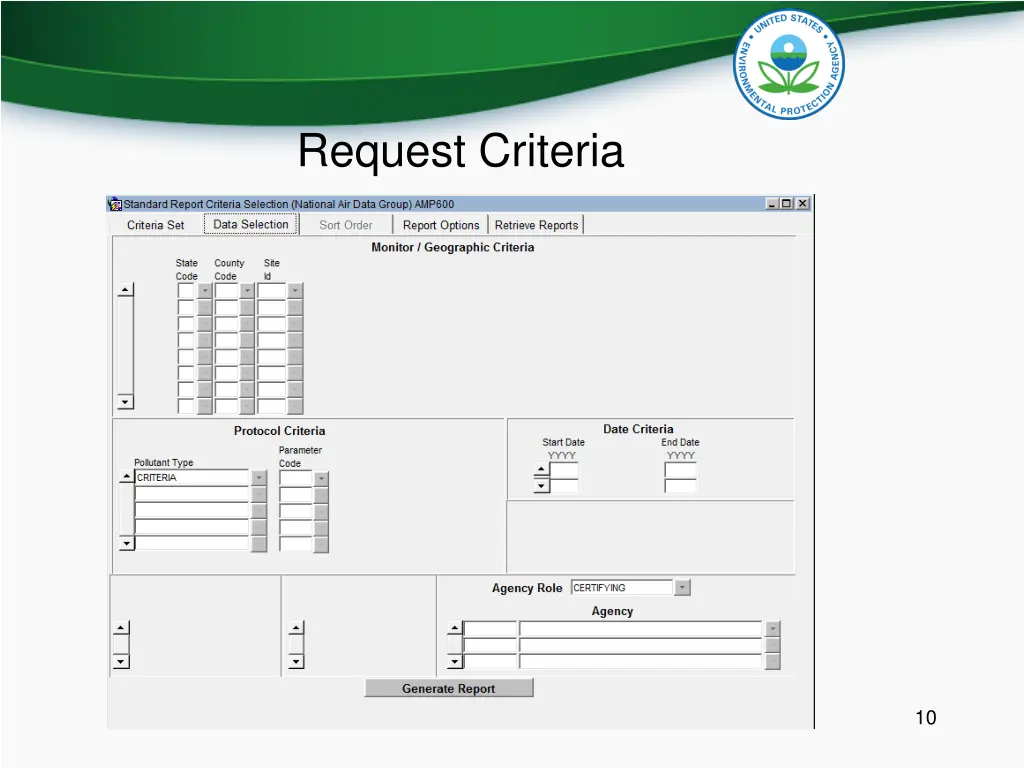 request criteria