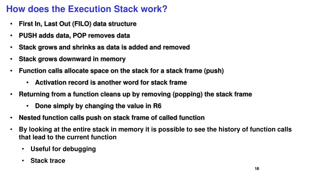 how does the execution stack work