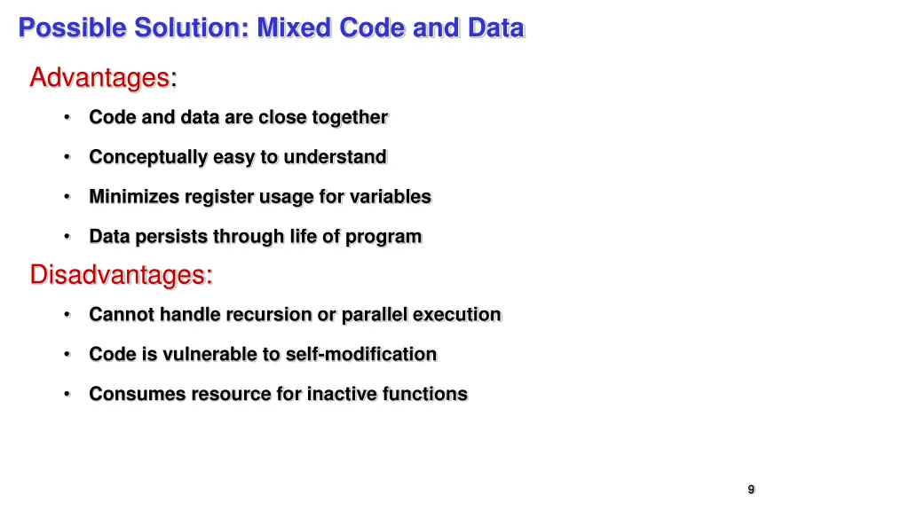 possible solution mixed code and data 2