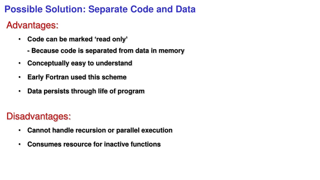 possible solution separate code and data 1