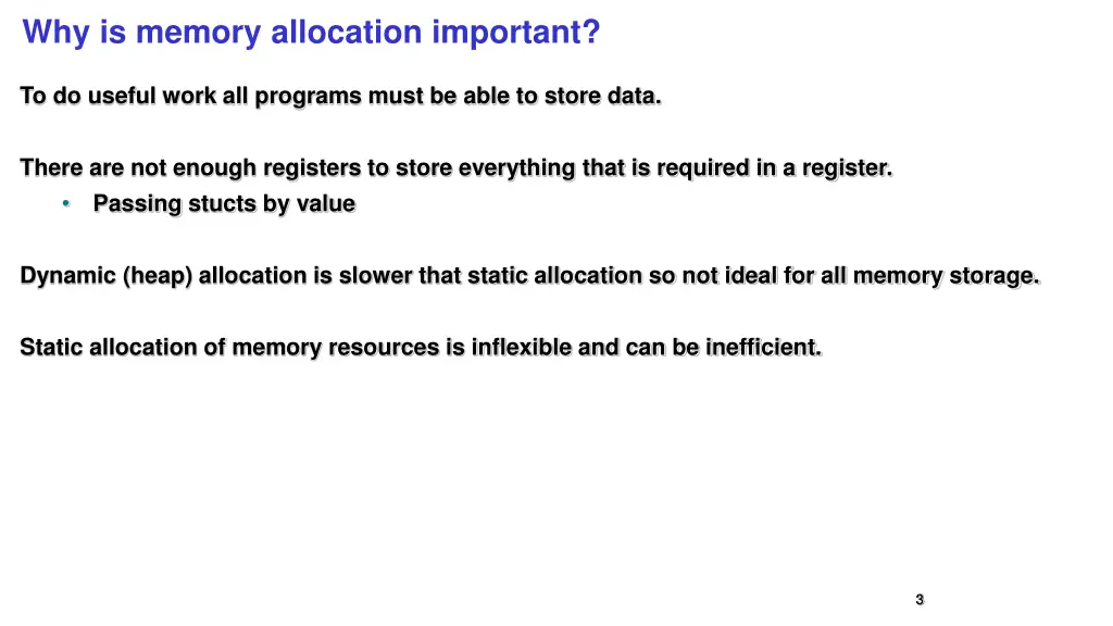 why is memory allocation important