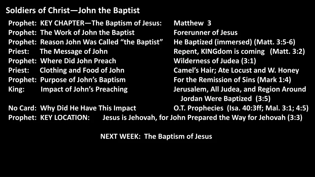 soldiers of christ john the baptist 22