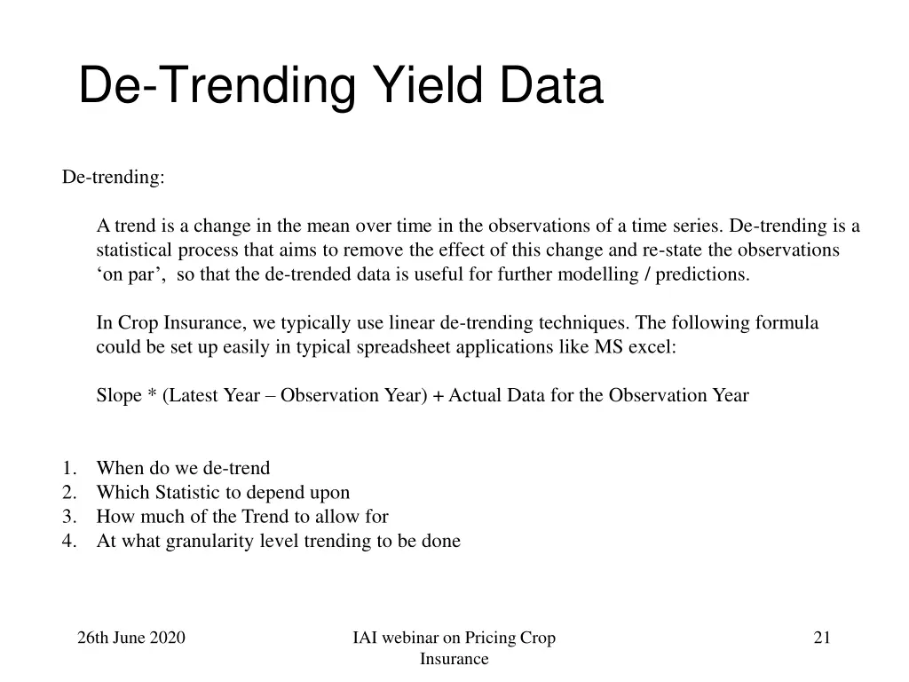 de trending yield data