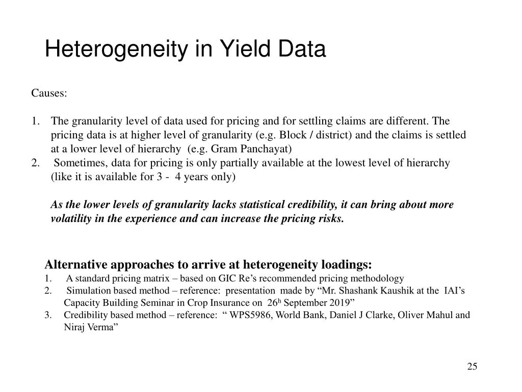 heterogeneity in yield data