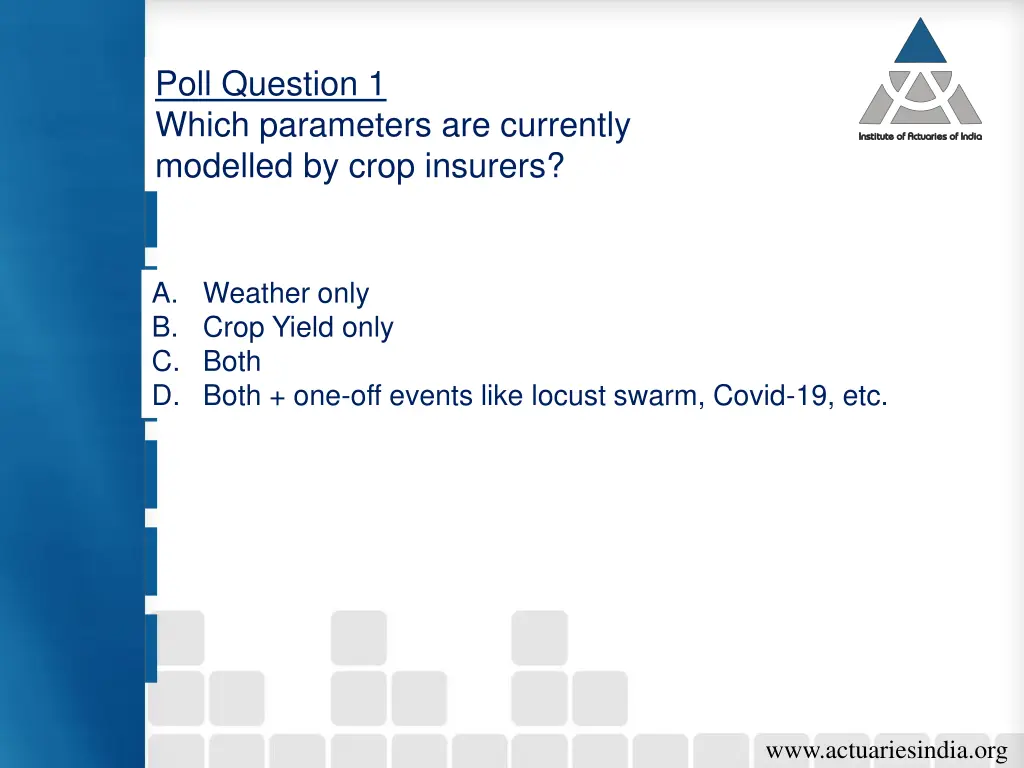 poll question 1 which parameters are currently