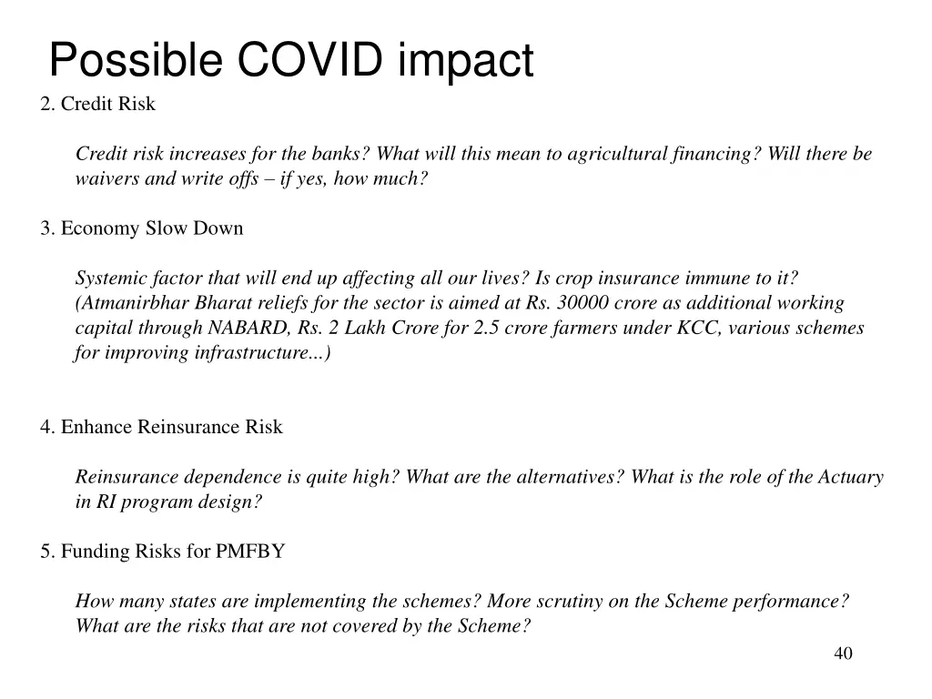 possible covid impact 2 credit risk