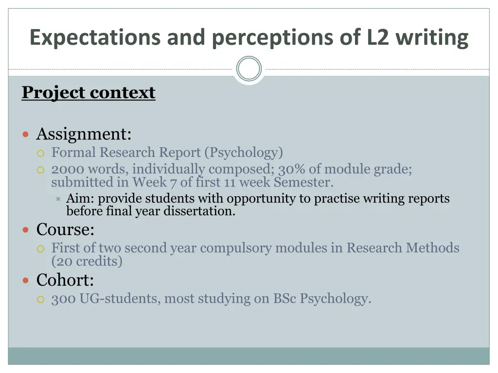 expectations and perceptions of l2 writing 1