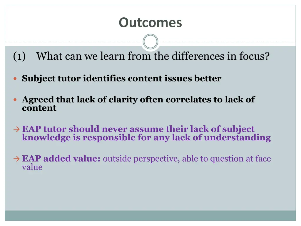 outcomes