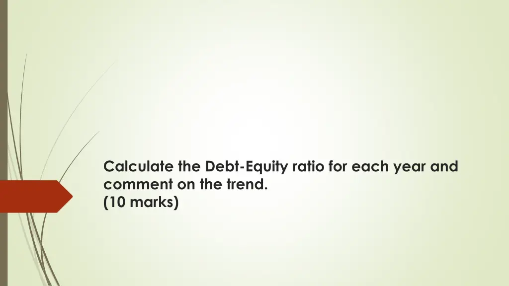 calculate the debt equity ratio for each year