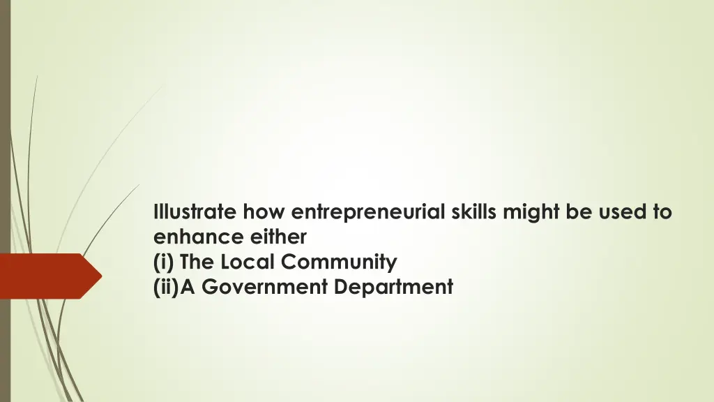 illustrate how entrepreneurial skills might