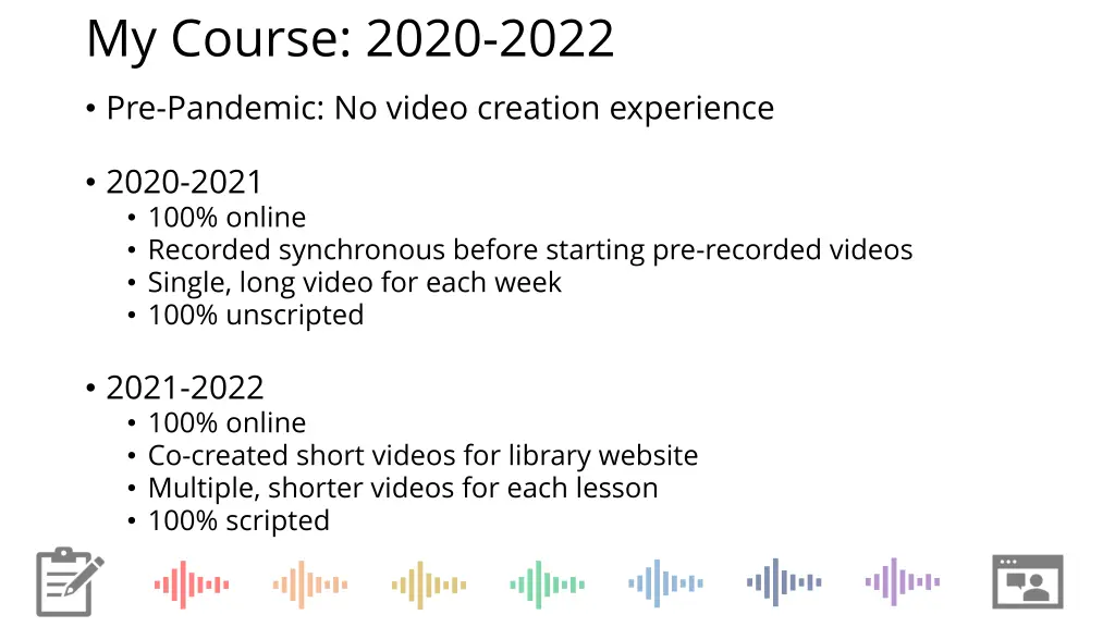 my course 2020 2022 pre pandemic no video