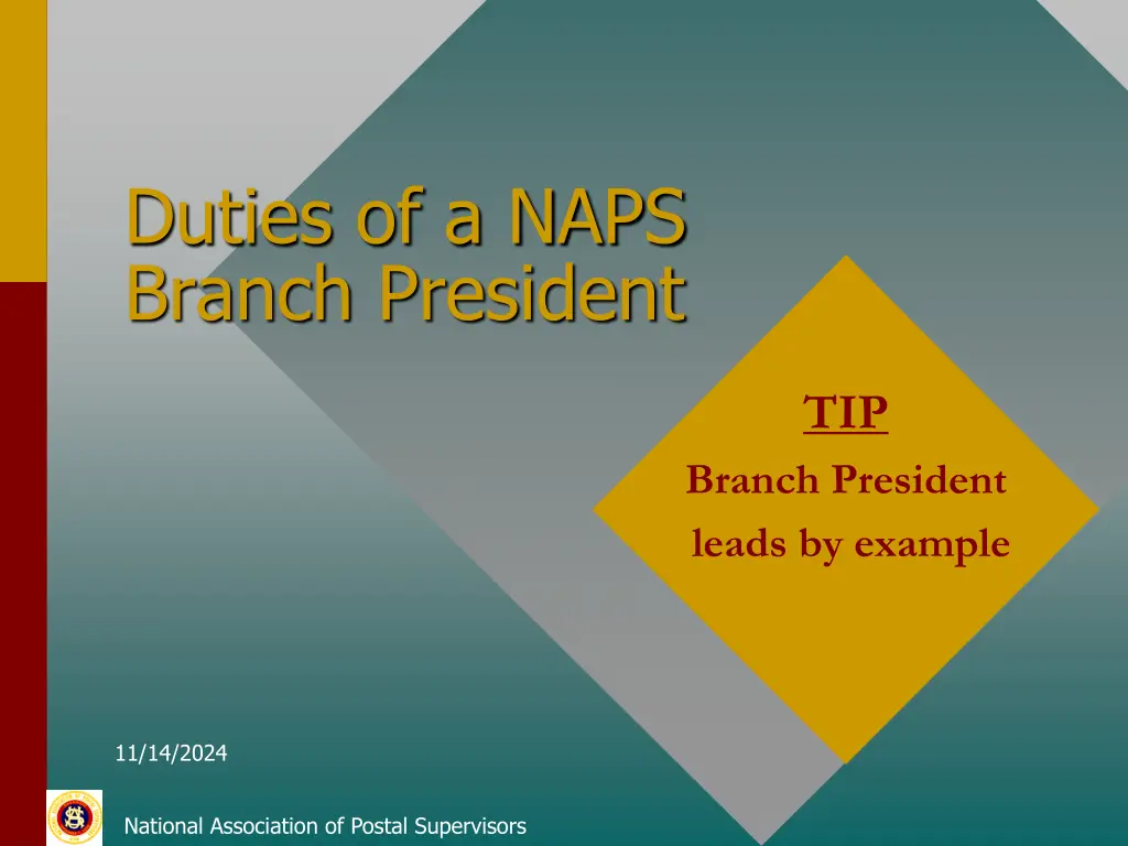 duties of a naps branch president