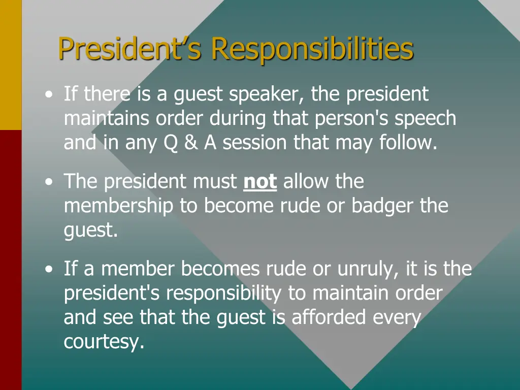 president s responsibilities 1