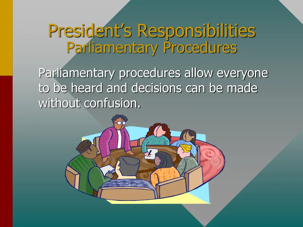 president s responsibilities parliamentary