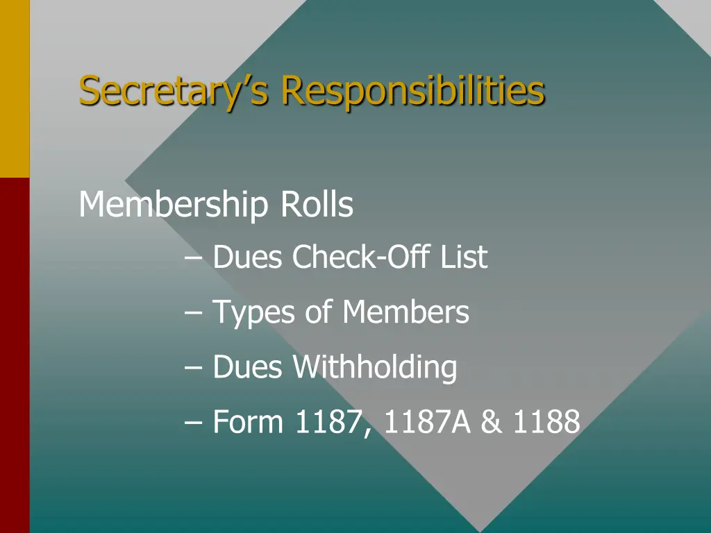 secretary s responsibilities 1