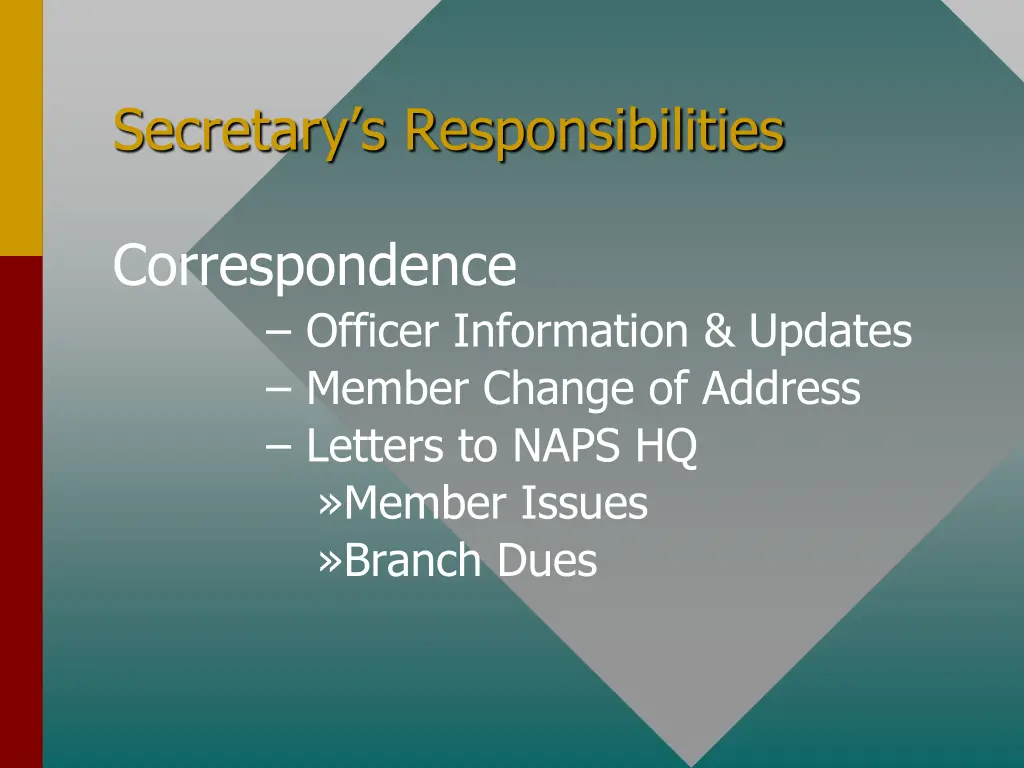 secretary s responsibilities 2