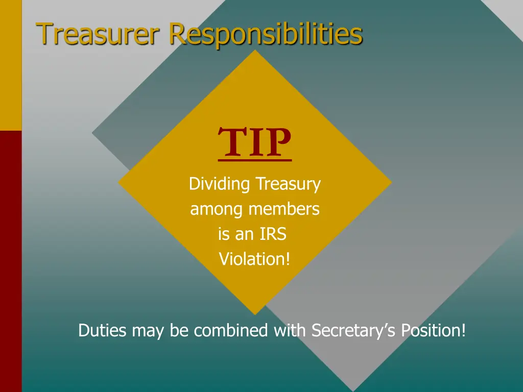 treasurer responsibilities