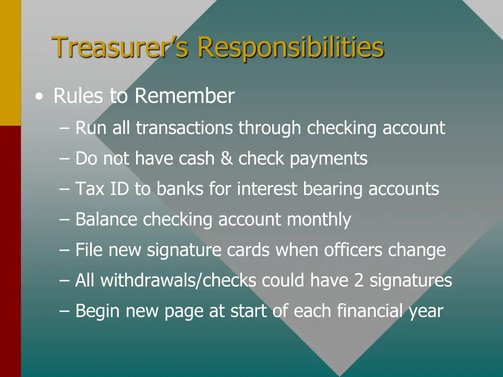 treasurer s responsibilities 1