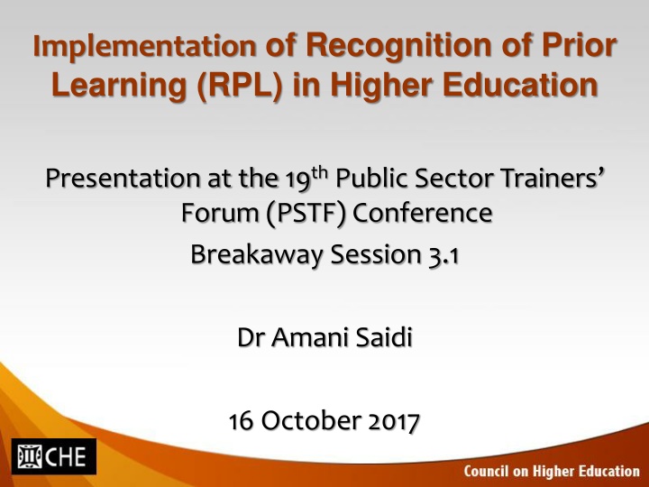 implementation of recognition of prior learning