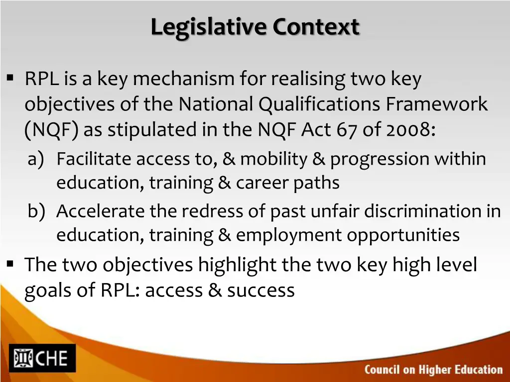 legislative context