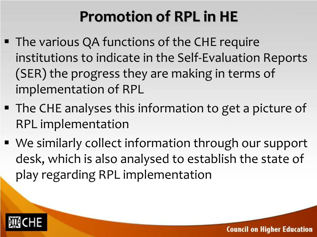 promotion of rpl in he