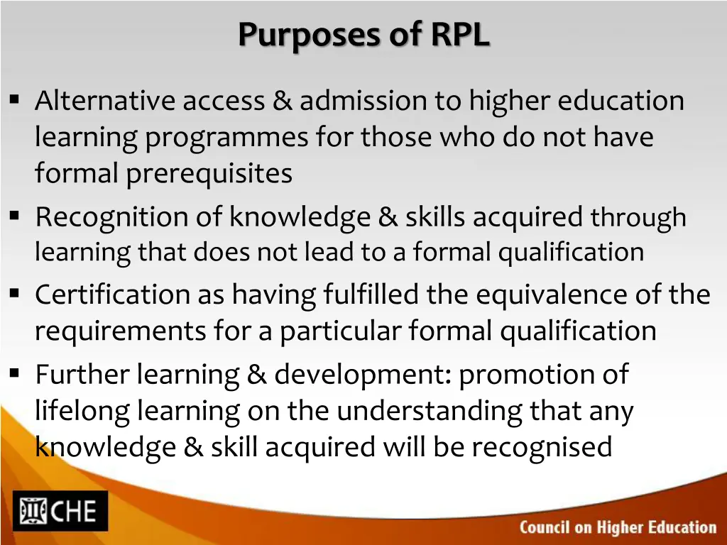 purposes of rpl