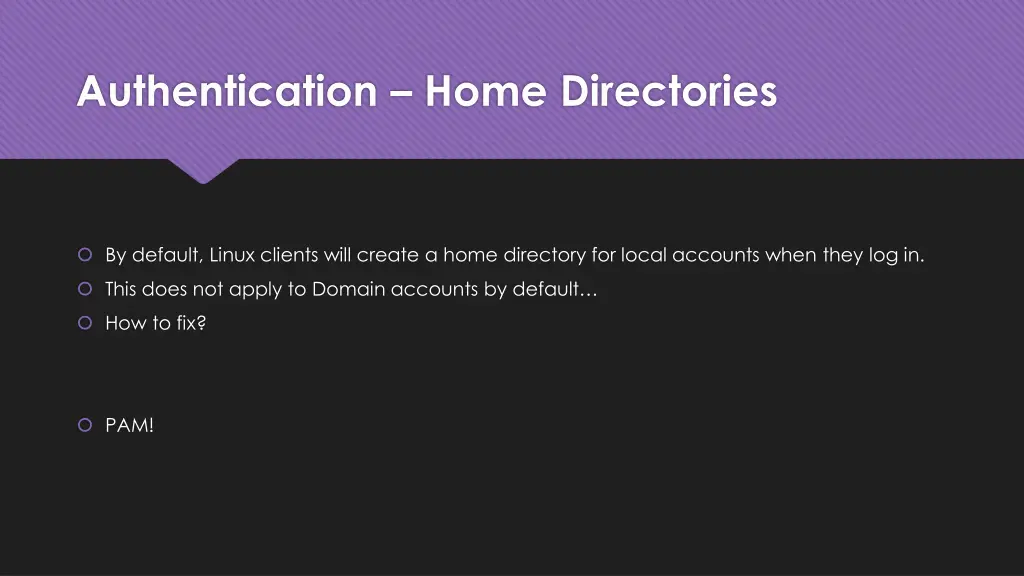 authentication home directories