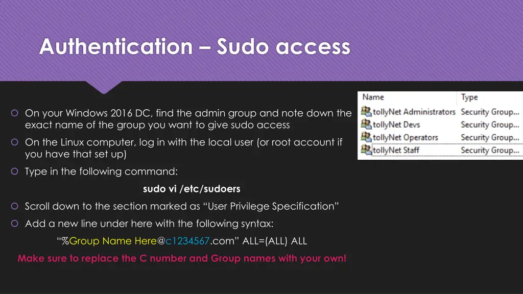 authentication sudo access 3