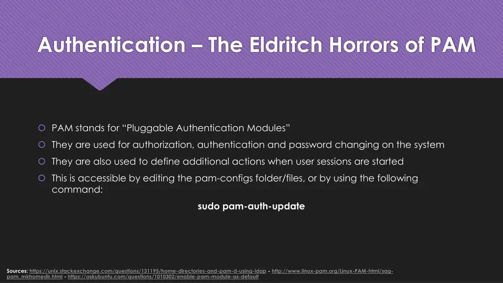 authentication the eldritch horrors of pam