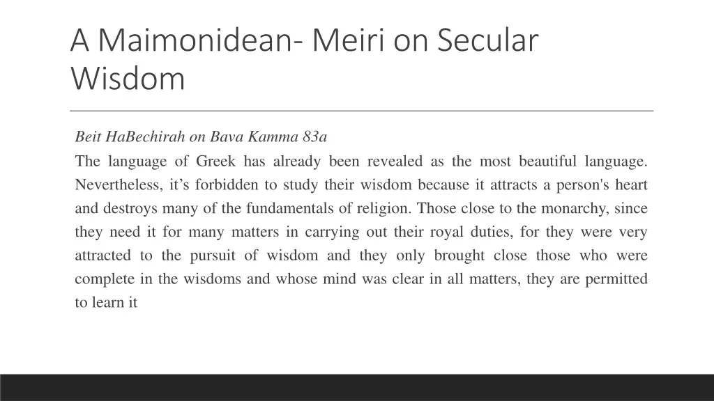 a maimonidean meiri on secular wisdom 1