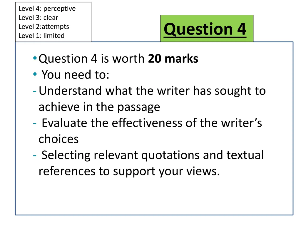 level 4 perceptive level 3 clear level 2 attempts 1