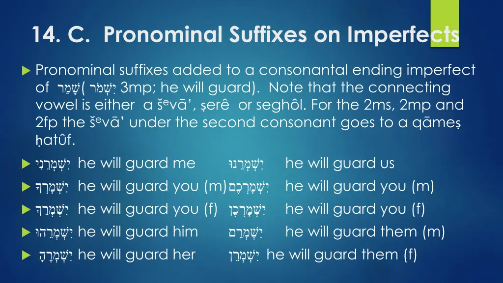 14 c pronominal suffixes on imperfects 1