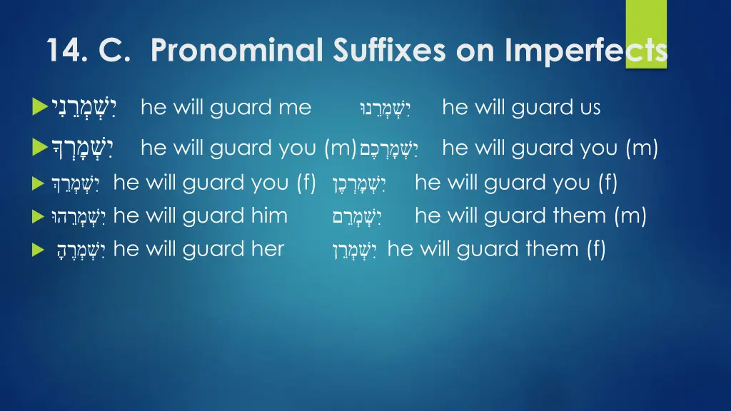 14 c pronominal suffixes on imperfects 2