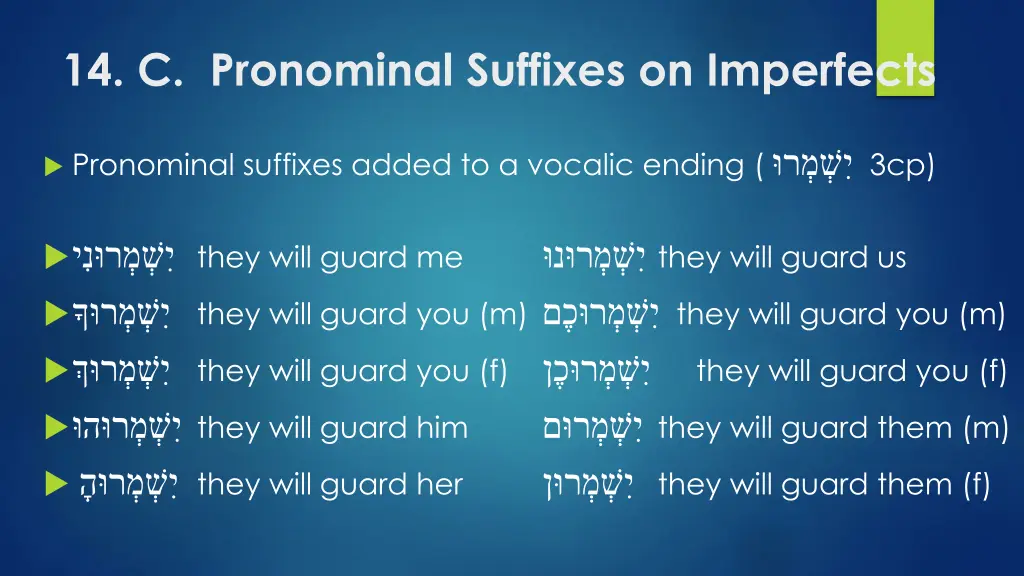 14 c pronominal suffixes on imperfects