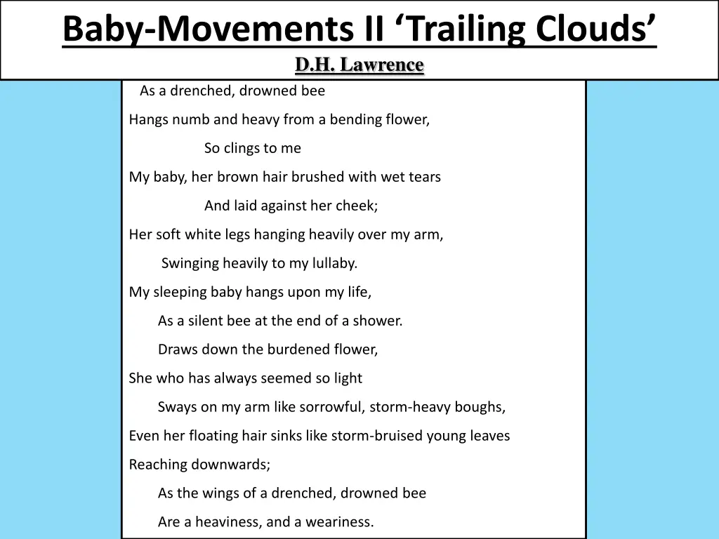 baby movements ii trailing clouds d h lawrence