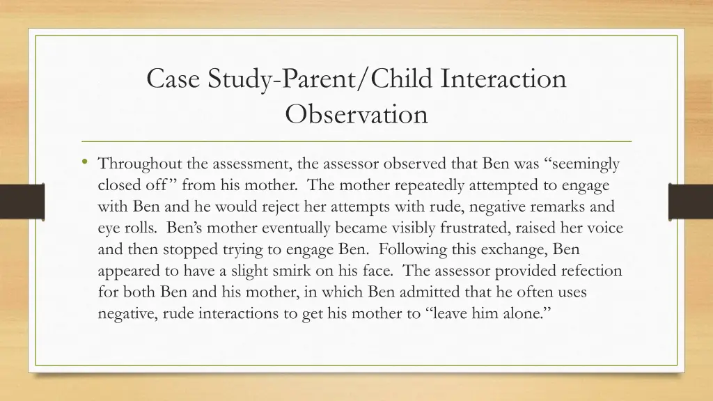 case study parent child interaction observation