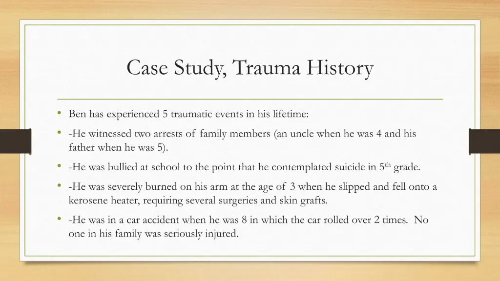 case study trauma history