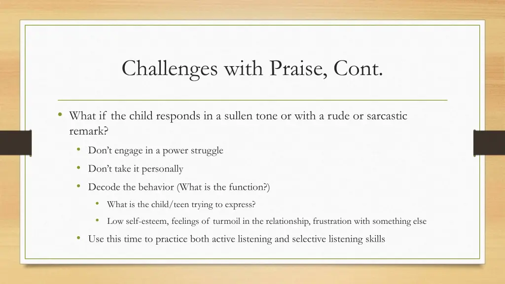 challenges with praise cont