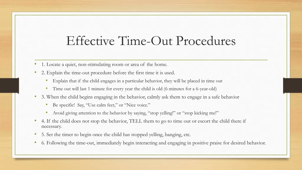 effective time out procedures