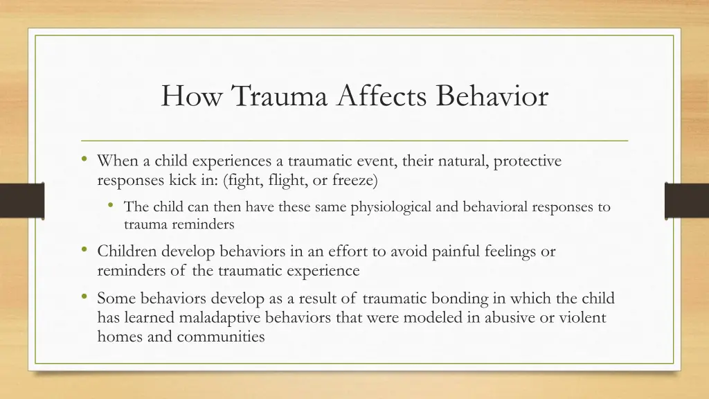 how trauma affects behavior