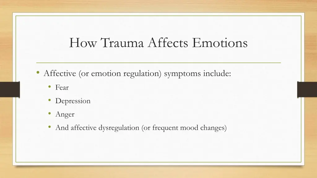 how trauma affects emotions