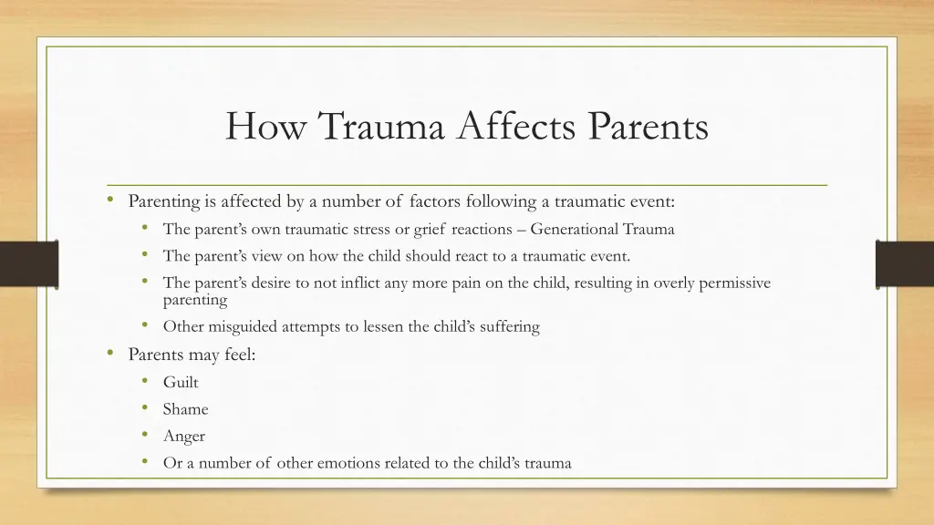 how trauma affects parents