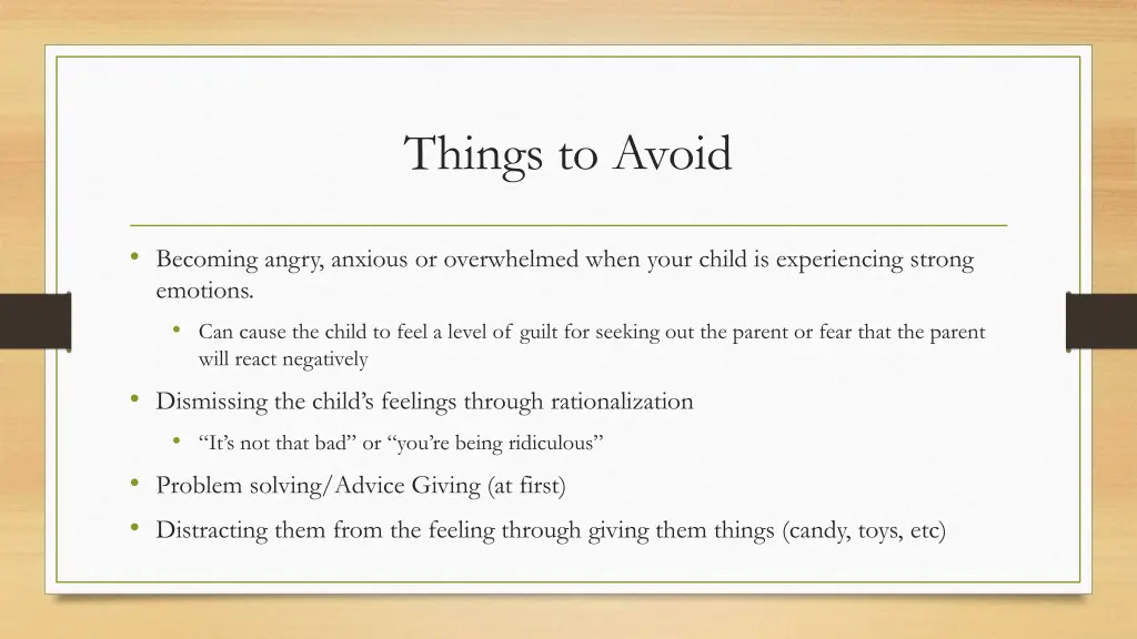 things to avoid