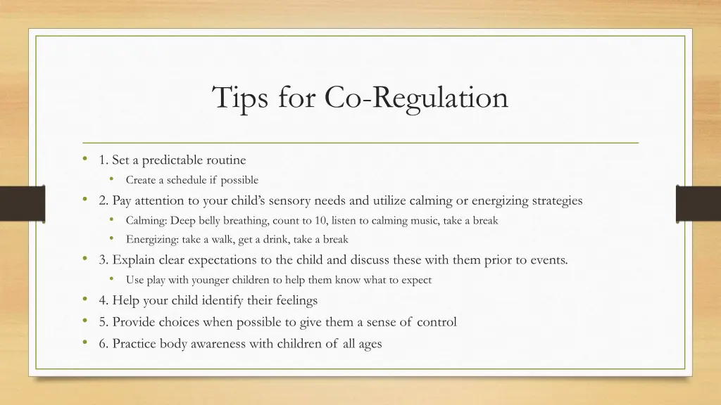 tips for co regulation