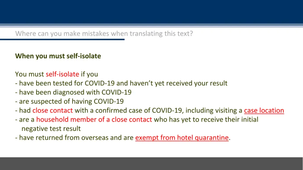 where can you make mistakes when translating this 1