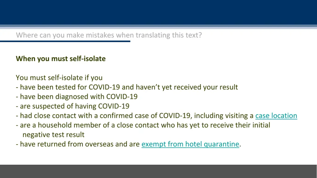 where can you make mistakes when translating this